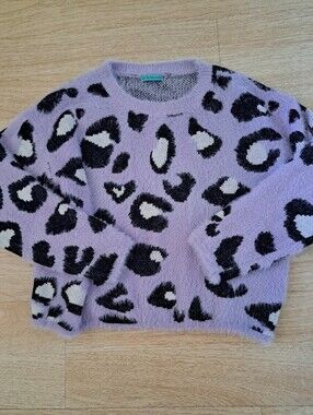 HOT & DELICIOUS Cozy Lavender Leopard Print Sweater